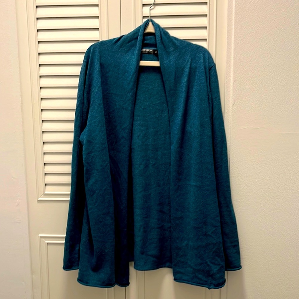 Urban CoCo rich blue shawl-collar open-front cardigan